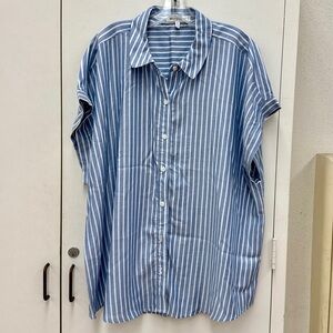 Workshop Republic Clothing Light Blue and White Striped Shirt